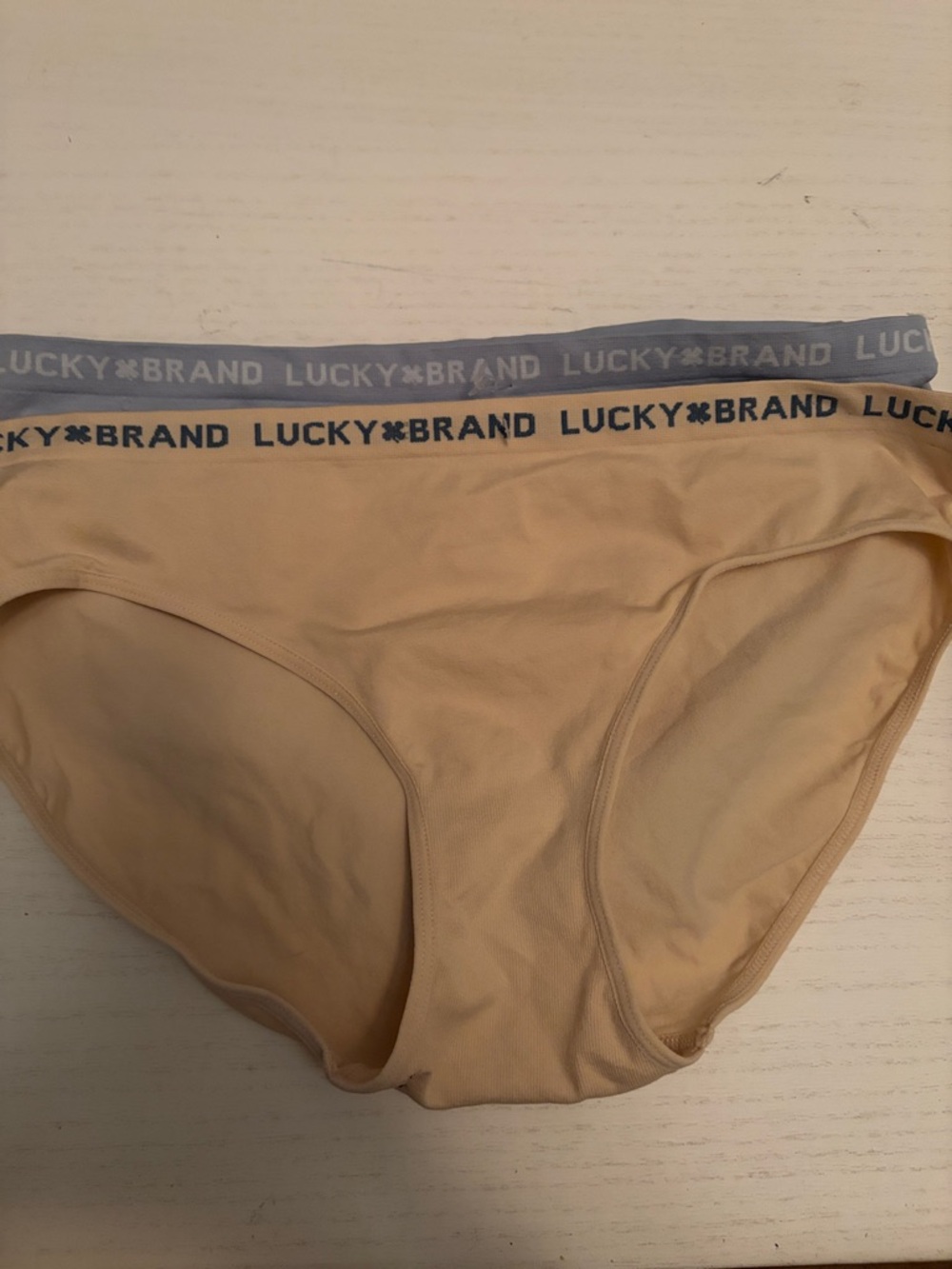 Lucky Brand Beige Bikini Briefs with Grey Logo Waistband